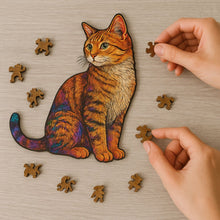 Lade das Bild in den Galerie-Viewer, Handgemachtes 3D Holz-Puzzle in Katzenform
