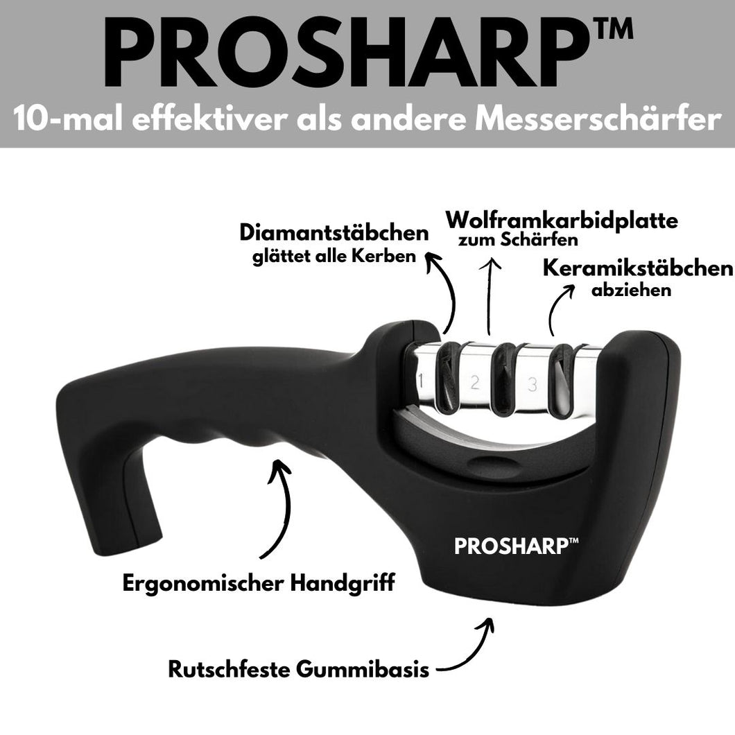 ProSharp - professioneller, ausgezeichneter Messerschärfer mit 3 Stufen - Keramikstein